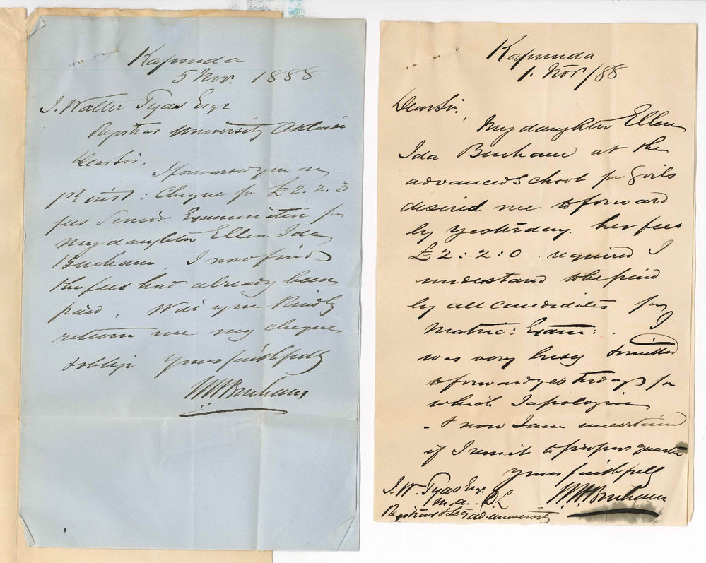 W H Benham - Kapunda - Entry of Daughter [Ellen Ida Benham] for Senior Public Examination