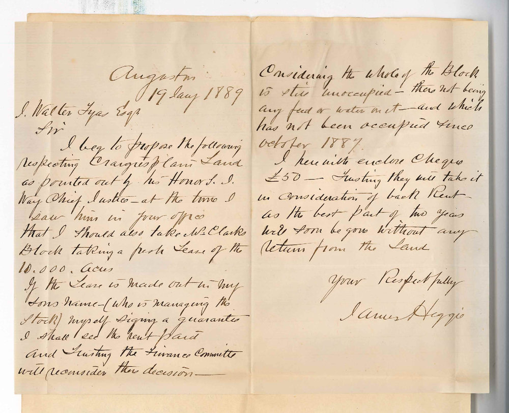 James Heggie - Angaston - Lease and Rent of Craigies Plains