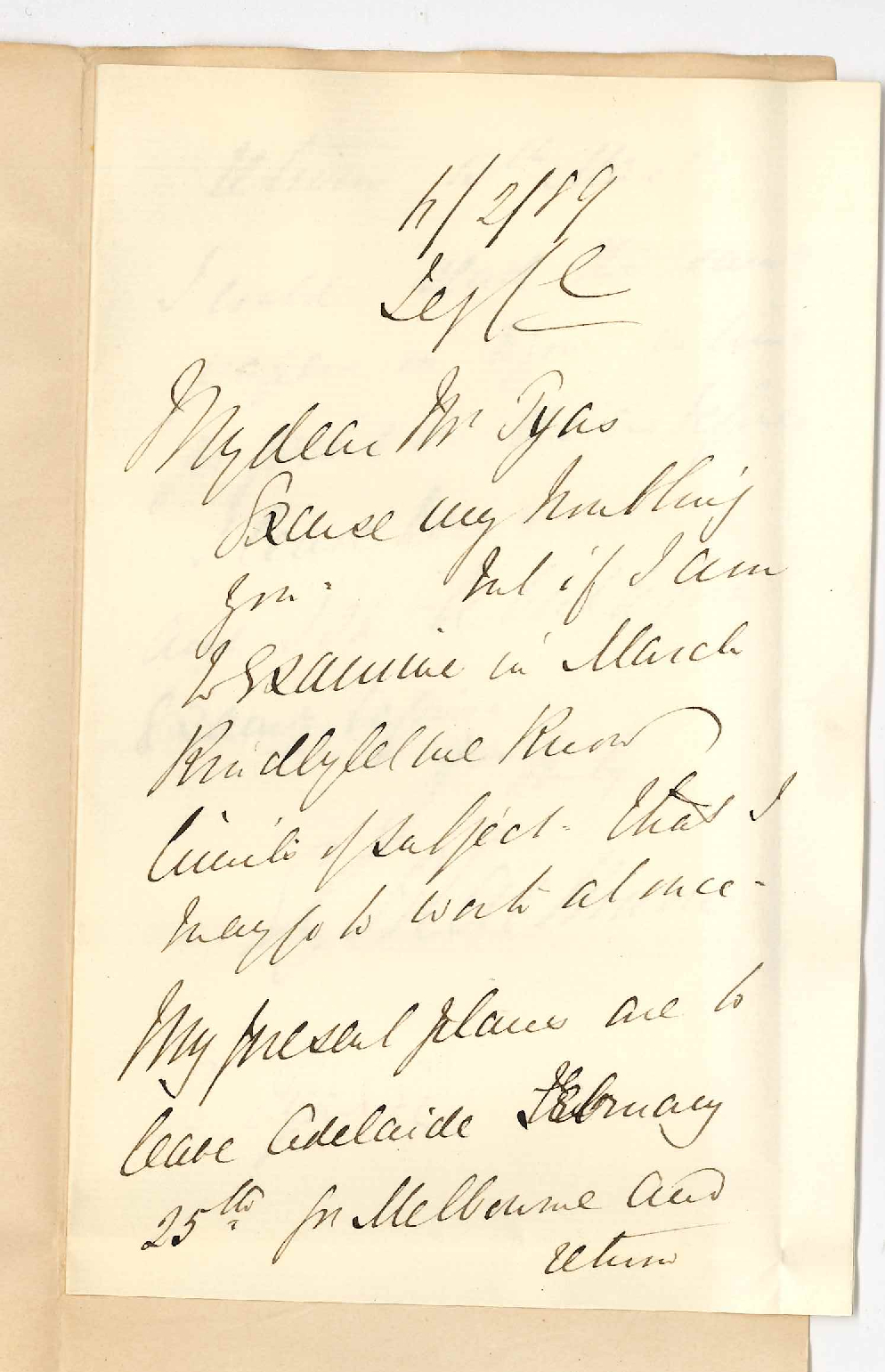 Edwin Gordon Blackmore - Parliament House - Concerning Examiner in English History for Special Senior Examination