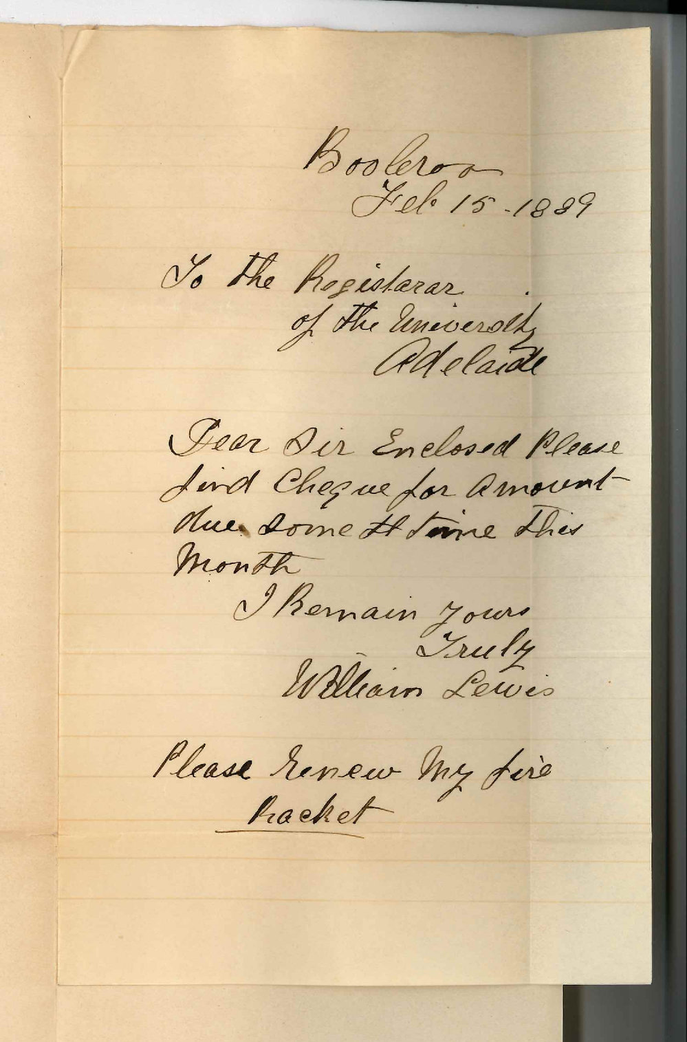 William Lewis - Booleroo Centre - Payment of Interest