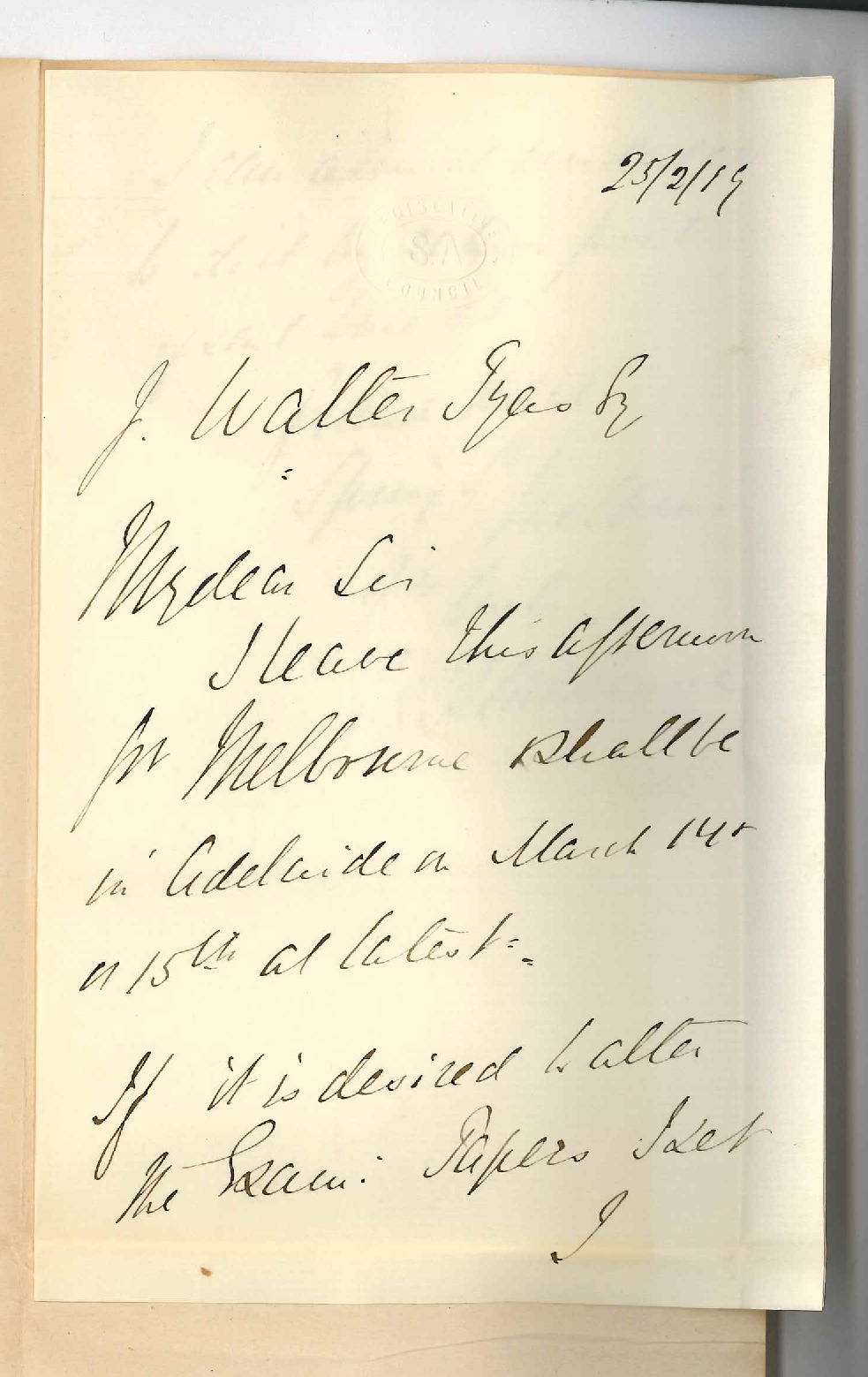 Edwin Gordon Blackmore - Parliament House - Departure for Melbourne - History Paper for Senior Public Examination