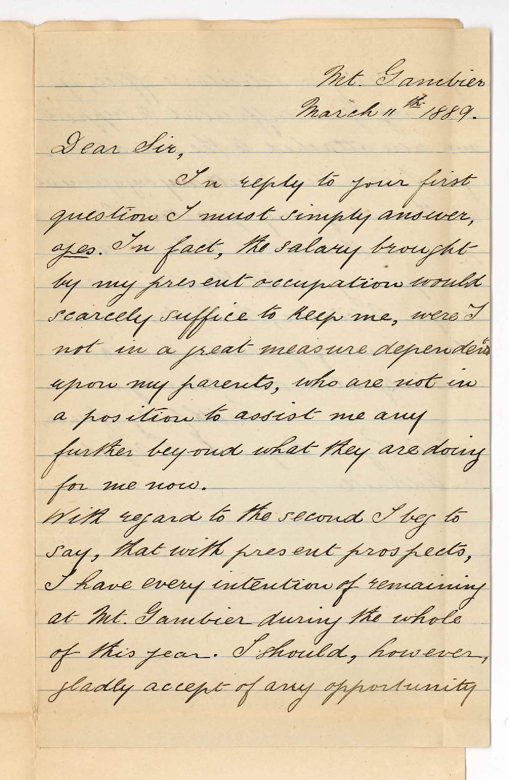 Carl Louis Spehr - Mount Gambier - Exemption from Attendance of Law Lectures