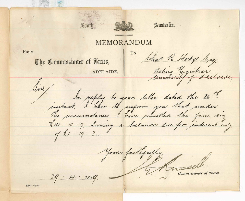 J G Russell - Commissioner of Taxes - Adelaide - Fine on Overdue Tax Remitted