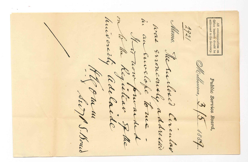 Secretary - Public Service Board - Melbourne - Ginn and Companys Circular Regarding School Books