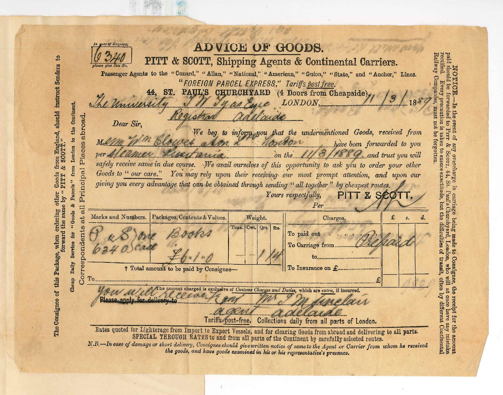 Messrs Pitt and Scott - London - Case of Books ex Lusitania