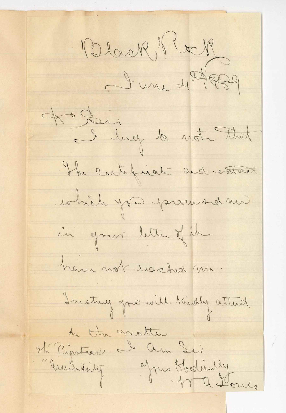 W A Jones - Black Rock - Higher Public Certificate