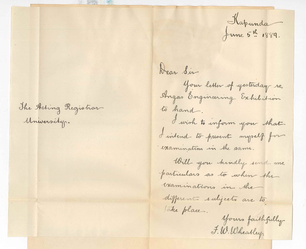 Frederick William Wheatley - Kapunda - Will Present Himself for Examination for Angas Exhibition