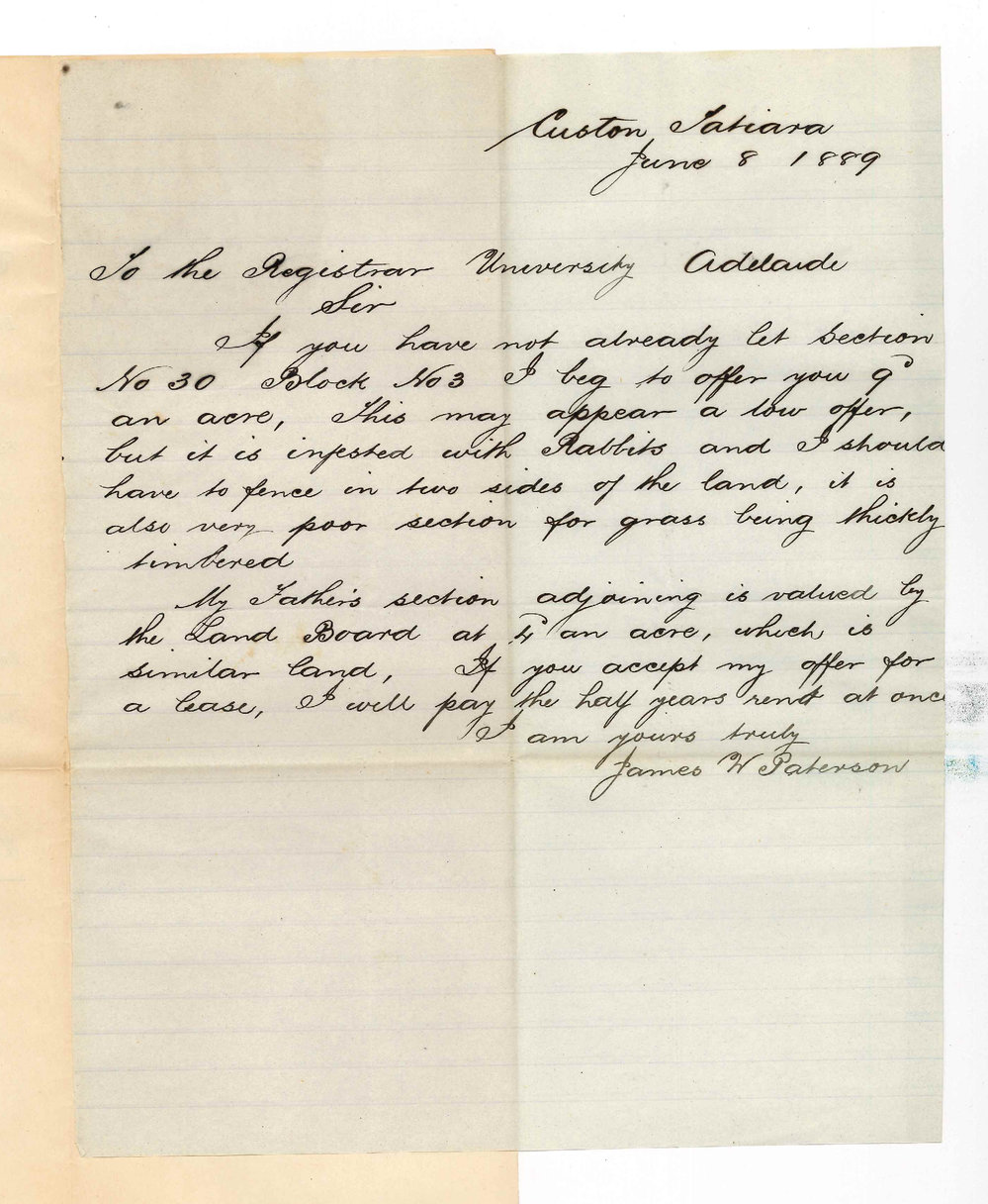 James W Paterson - Custon - Tatiara - Tender for Section 30 Block 3 Tatiara