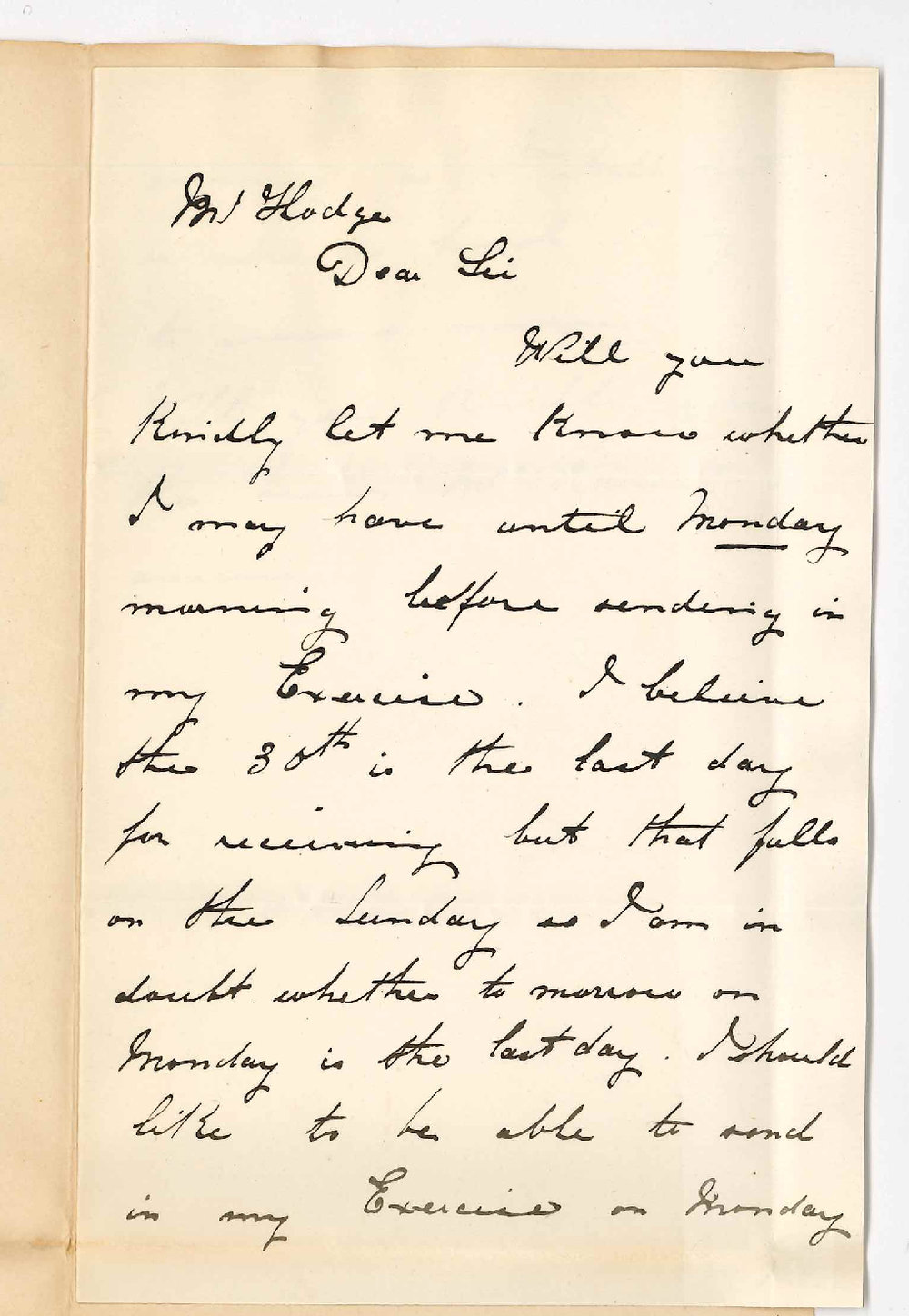 William Richard Pybus - Flinders Street Adelaide - Requesting Permission to Send in Musical Exercise on 1 July Instead of 30 June