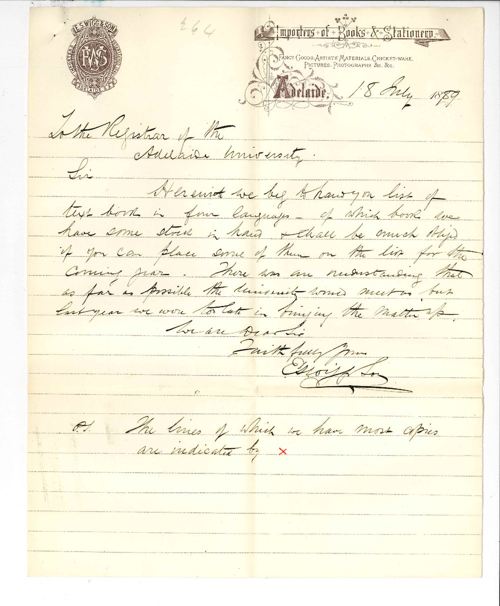 E S Wigg and Son - Rundle Street Adelaide - Textbooks for 1890 and Books in Stock
