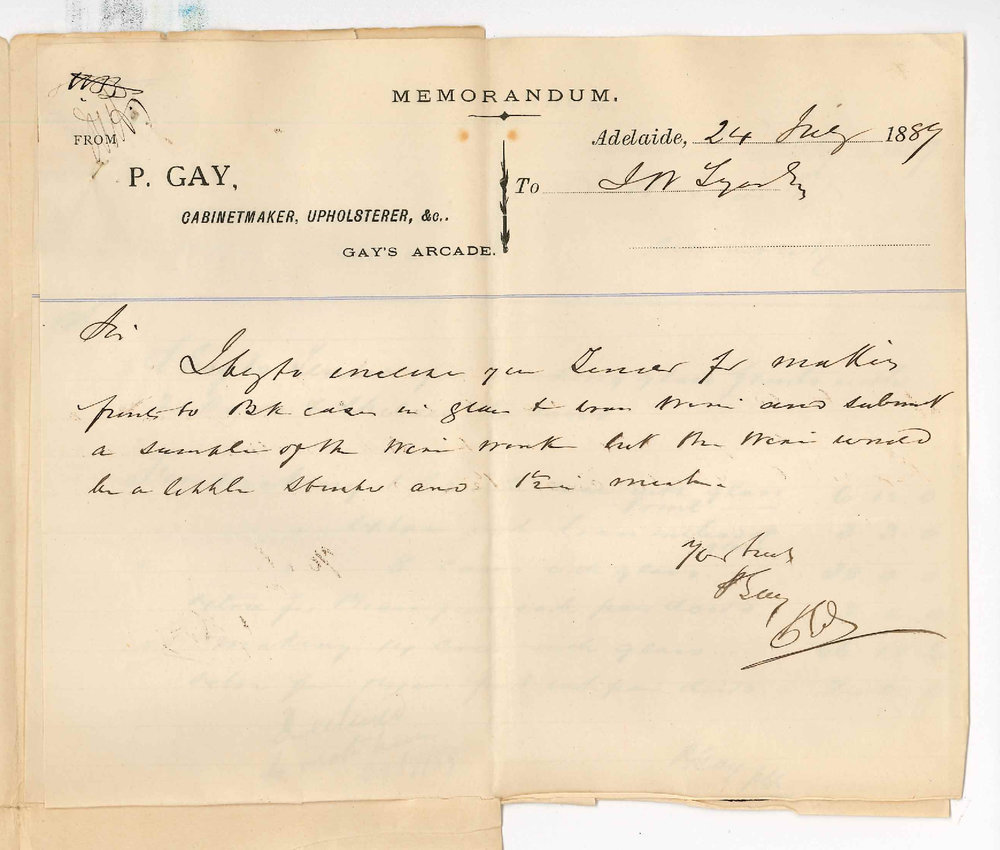 P Gay - Adelaide - Tender for Doors to Bookcases in the Library