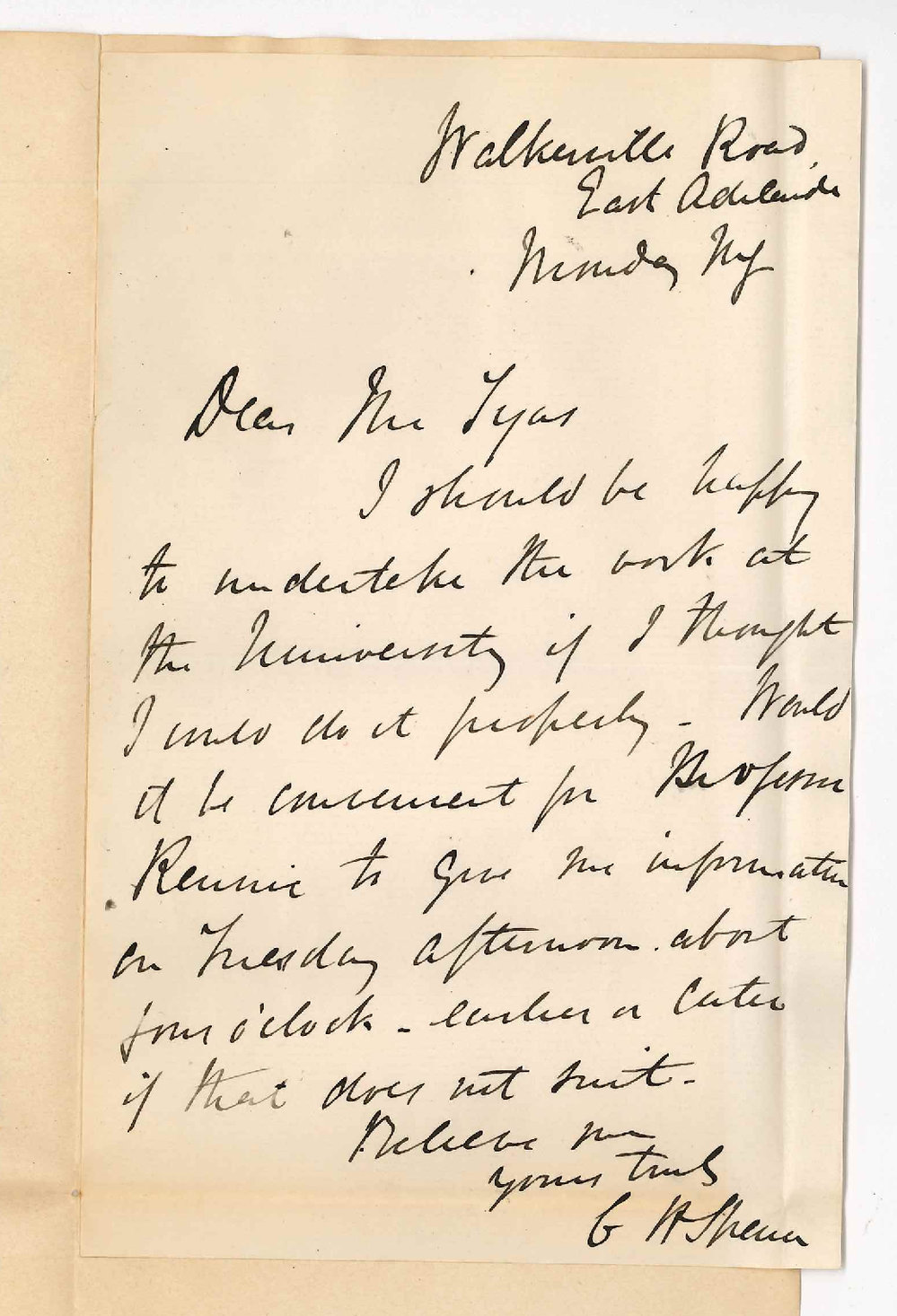 Miss C H Spence - East Adelaide - Will Assist at the Preliminary Examination