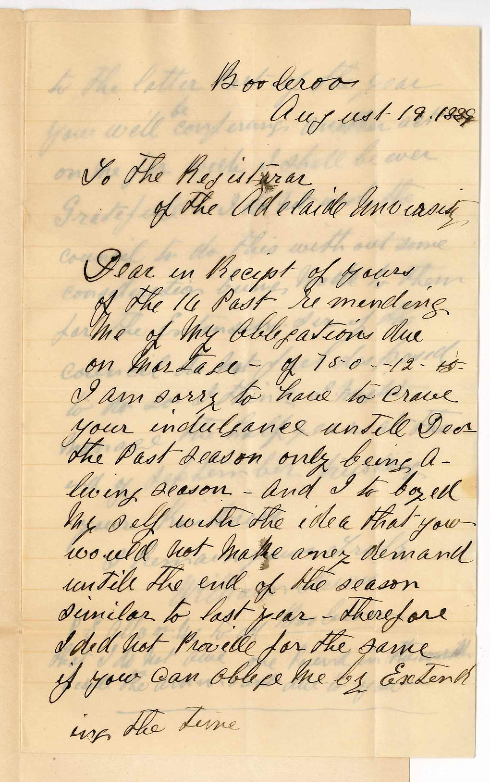 William Lewis - Booleroo - Asks for Time to Pay Interest