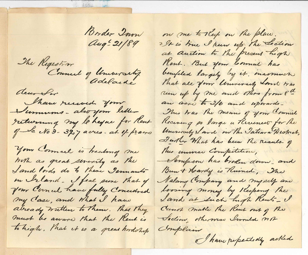 William Hay - Border Town - Concerning Pressure by Council for Payment of Rent