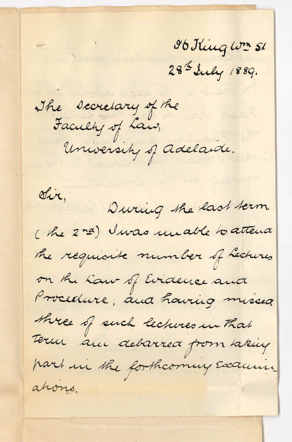 Rupert Ingleby - Adelaide - Credit for Attendance at Law Lectures