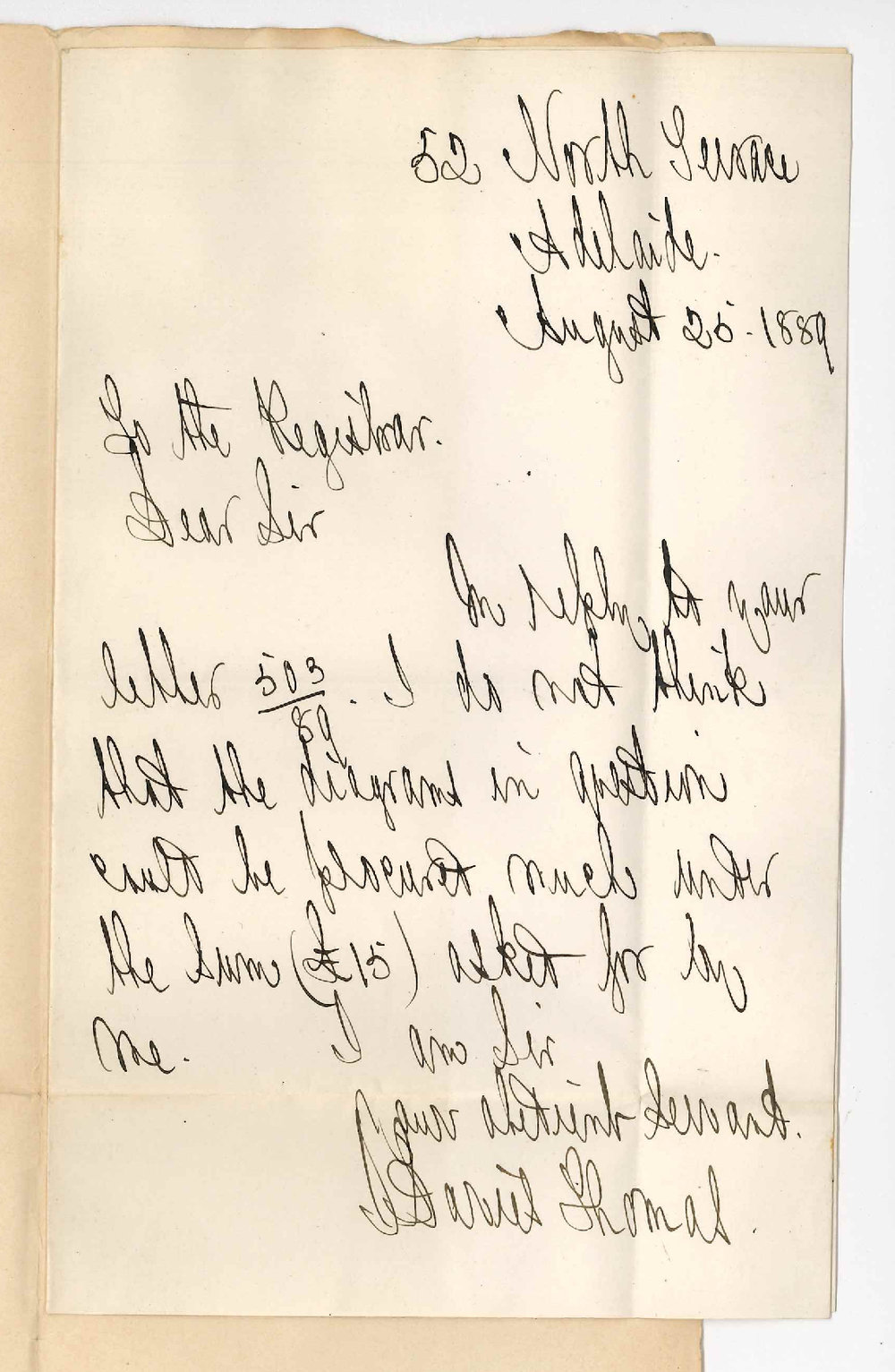 Dr John Davies Thomas - Adelaide - Confirming &pound;15 for Diagrams