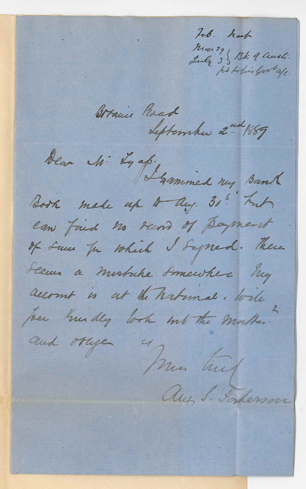 Dr Alexander Stuart Paterson - Adelaide - Concerning Payment of Salary as Lecturer on Lunacy