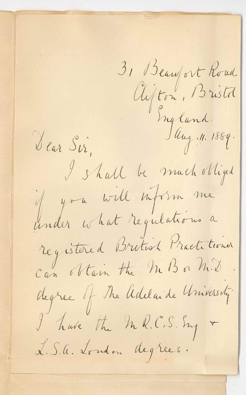 T A V Ford  - Bristol England - Information Regarding MB and MD Courses