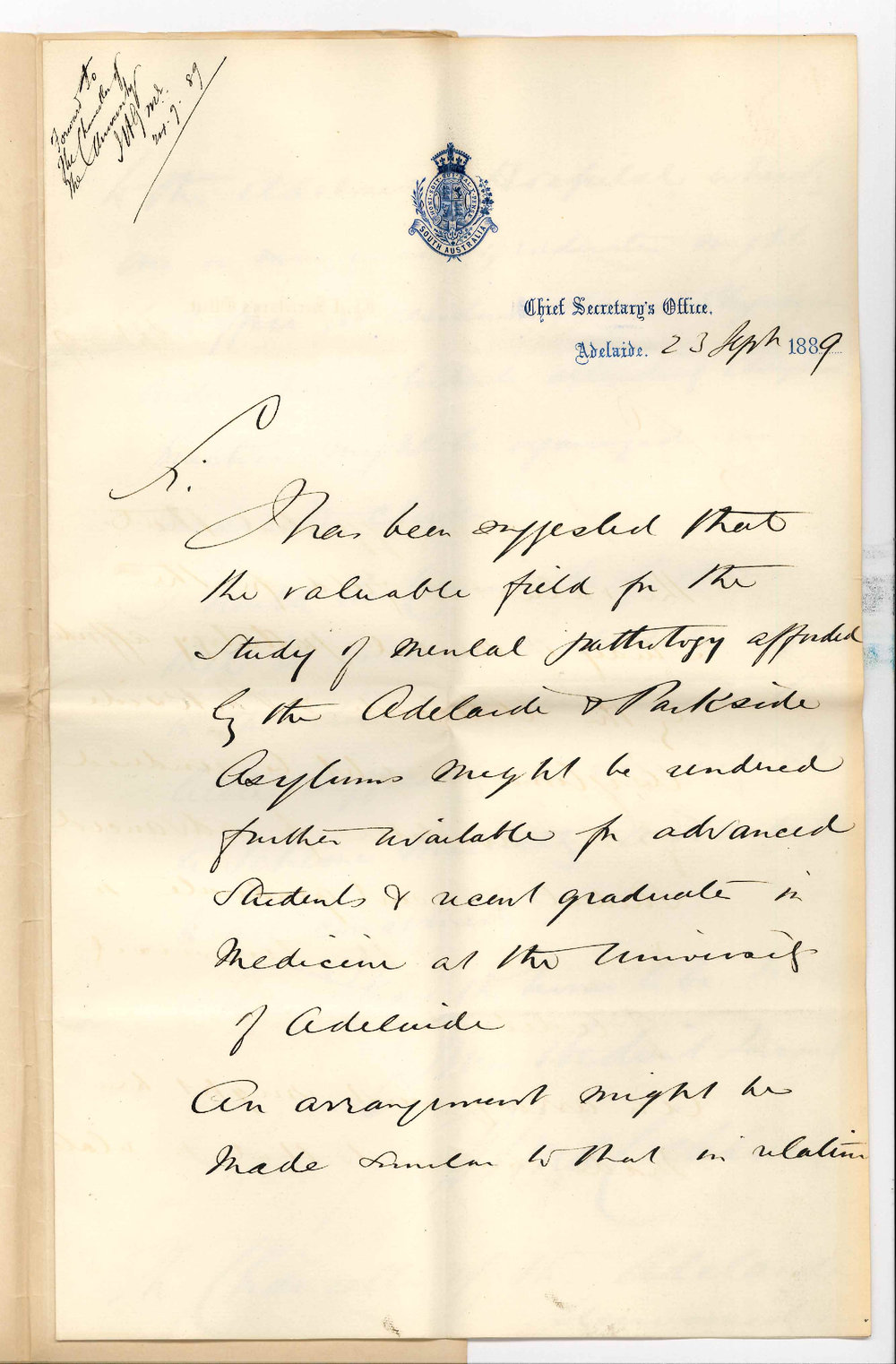 Honourable Dr John Alexander Cockburn - Chief Secretary Office - The Appointment of House Physicians at the Asylum