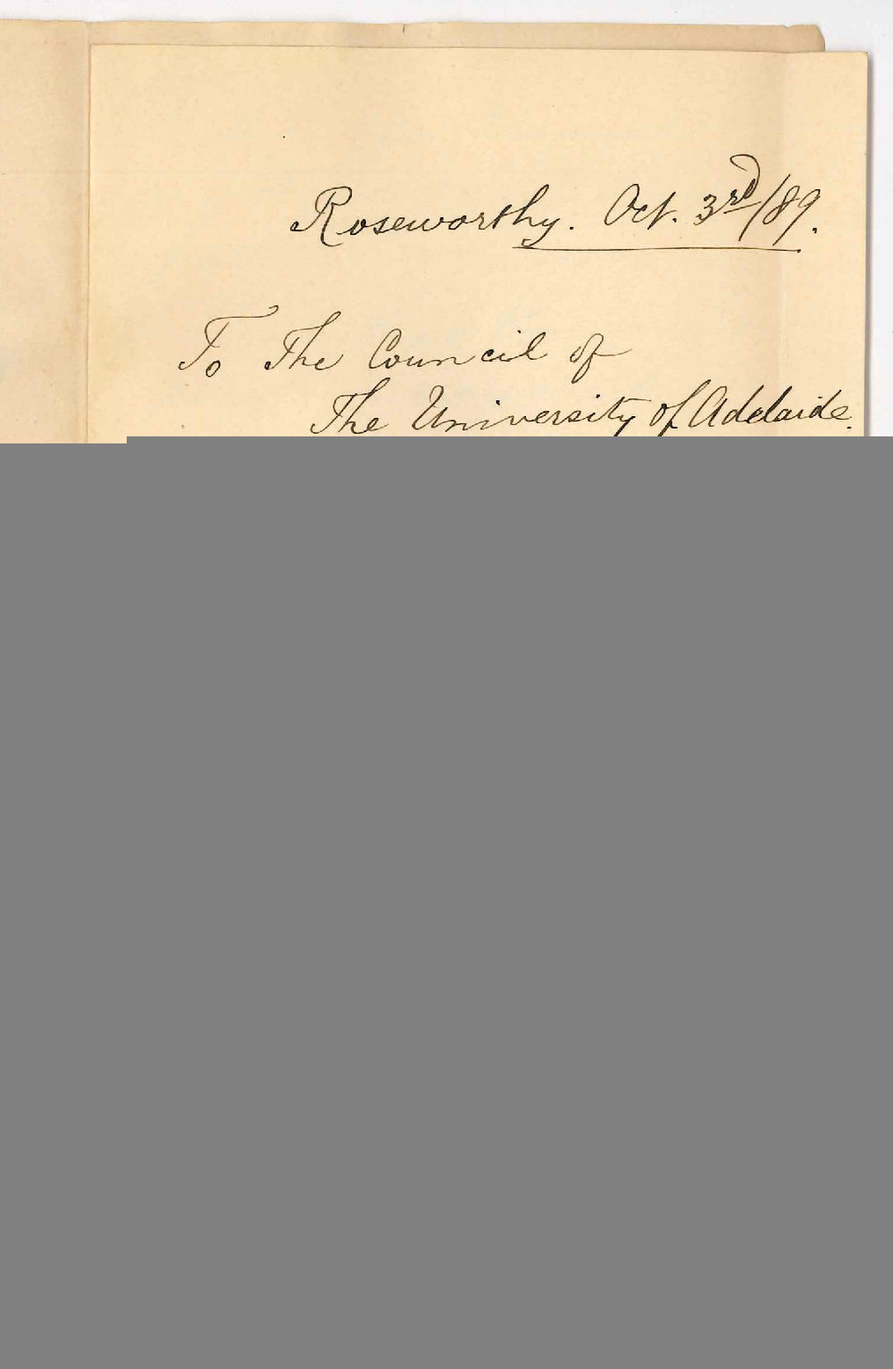 Dr Francis Salsbury Earp - Roseworthy - Application for Admission BSc Ad Eundem Statum