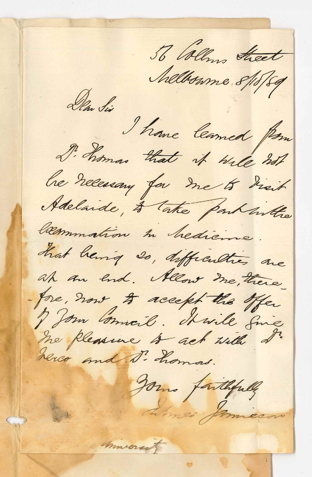 Dr James Jamieson - Melbourne - Will Examine in Medicine Fifth Year MB