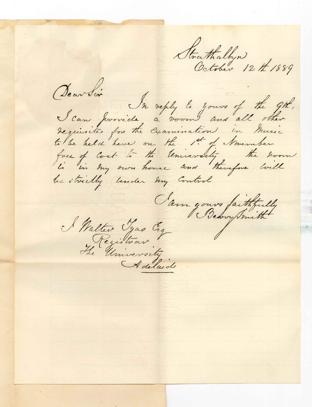 Berry Smith - Strathalbyn - Room for Examination in Theory of Music
