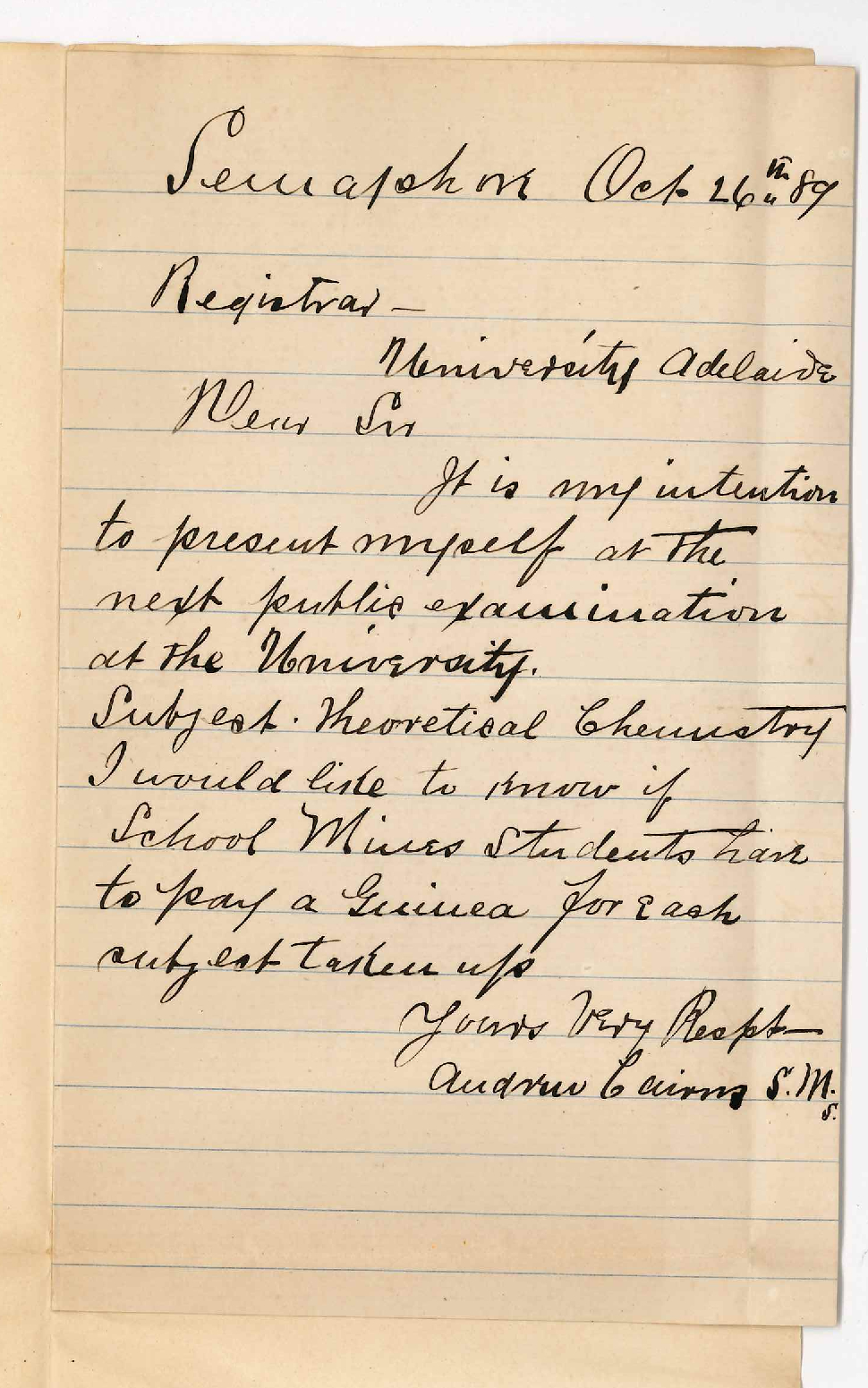 Andrew Cairns - Semaphore - Entry for Higher Public Examination