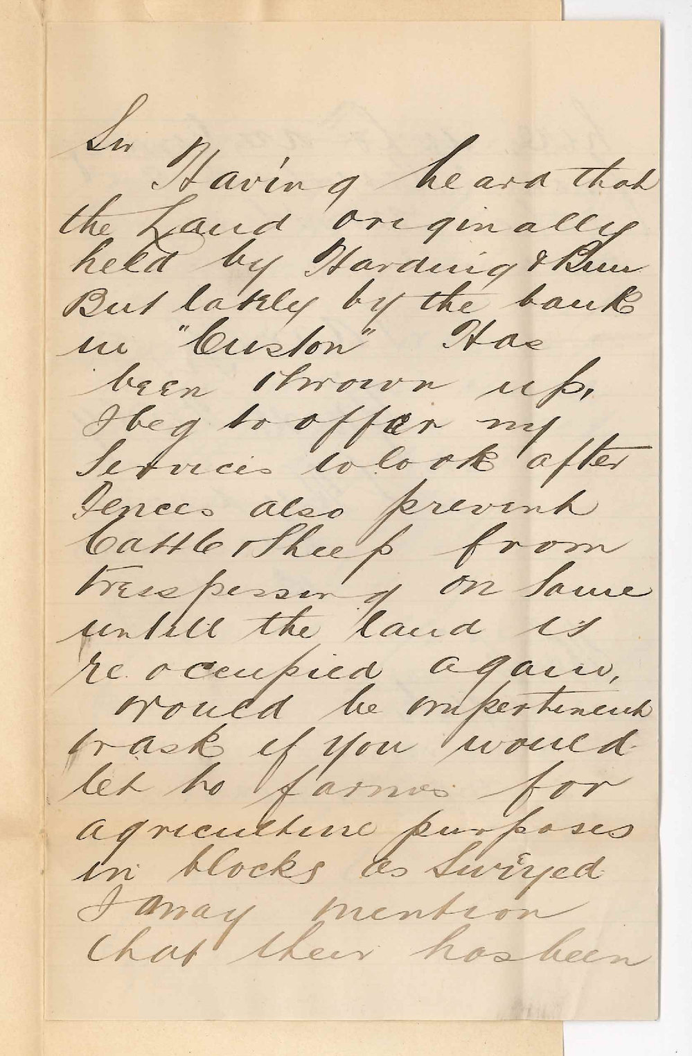 S Hudson - Custon - Offers to Look After Harding and Bunn's Land