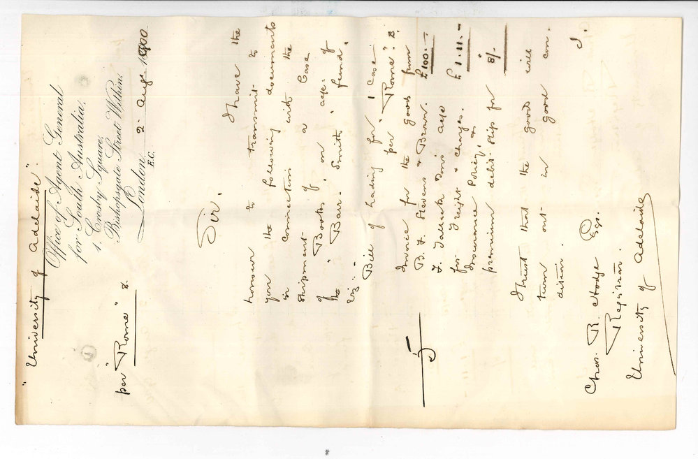 John Cockburn - The Agent General for SA - London - Forwarding Bill of Lading for Case of Books and Payment of Accounts for books