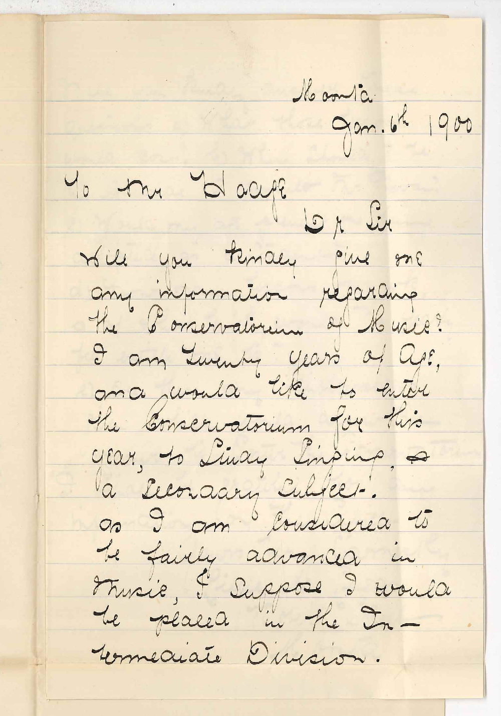 Miss Lillie M Lucas - Moonta - Information concerning The Conservatorium