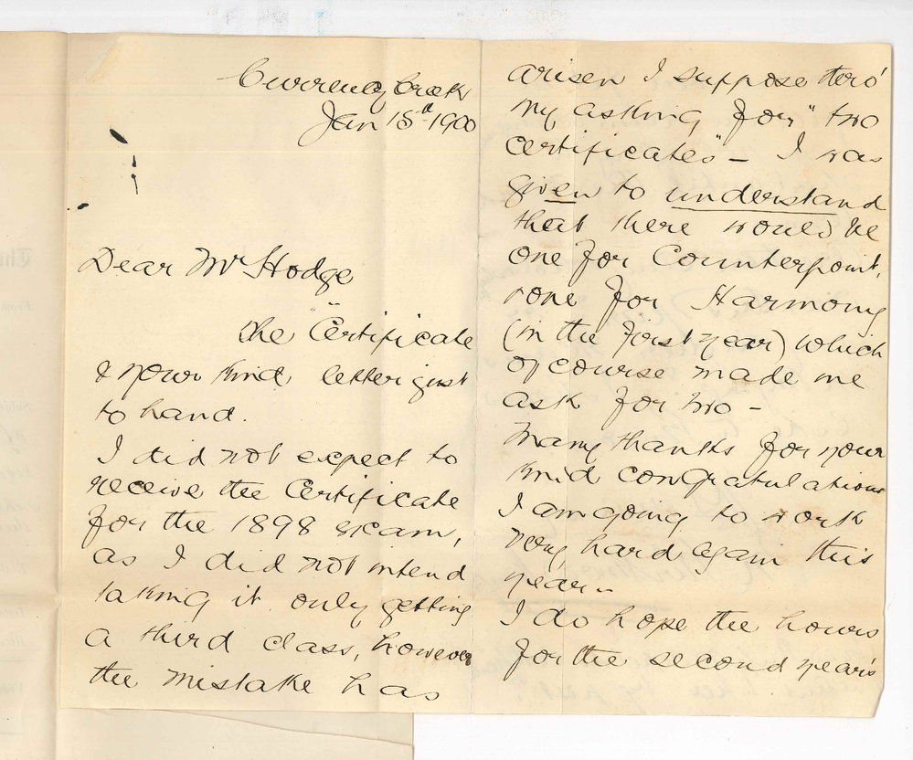 Miss Marion Kirkwood Kemp - Currency Creek - Receipt of Certificates - Requesting information on Scholarships and Miss Wakefields Certificate