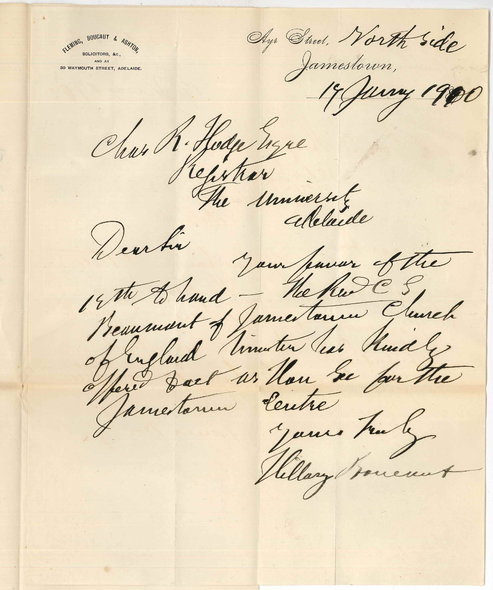 Hillary Boucaut - Jamestown - Appointment of Secretary at Jamestown Centre