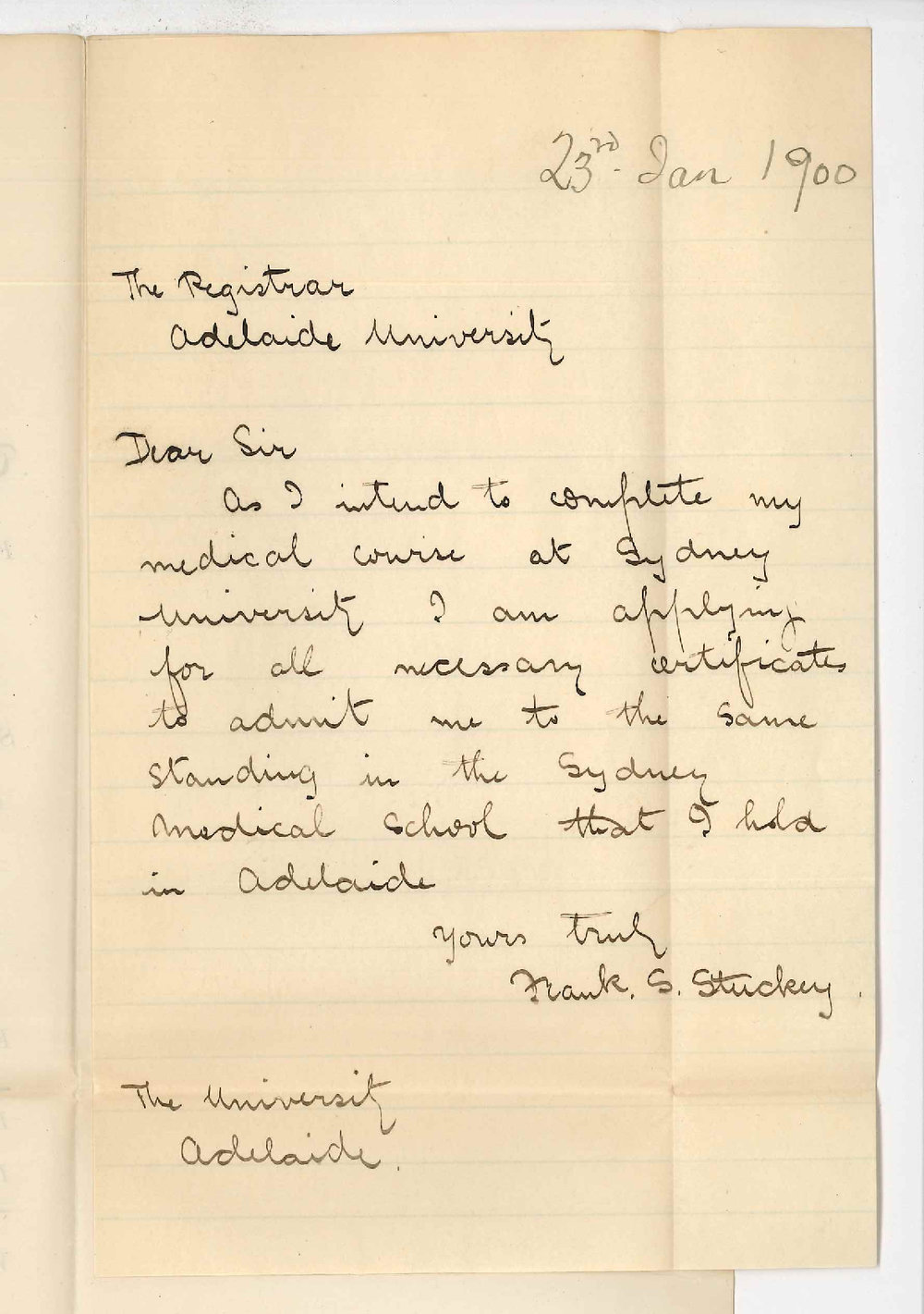 Frank S Stuckey BSc - The University - Requesting Medical Certificates