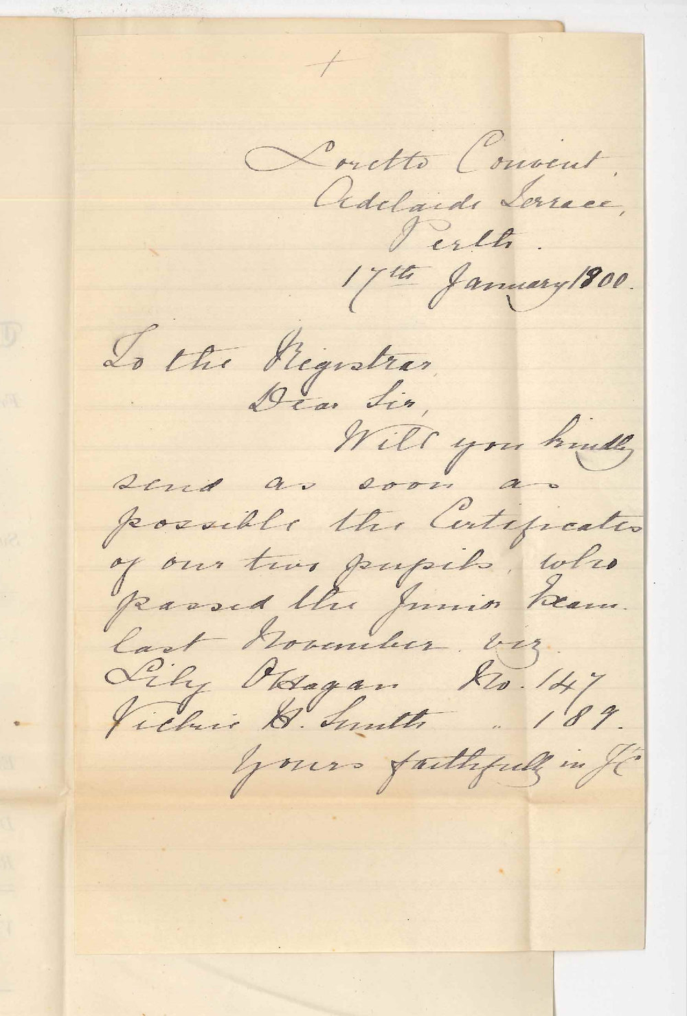 Loretto Convent - Perth - Requesting Certificates