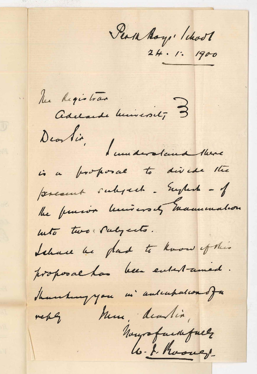 W J Rooney - Perth Boys School - Concerning English in Junior Public Examination