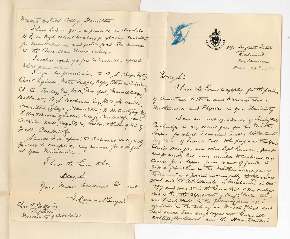 G Carson Keynon - Melbourne - Application position of Demonstrator