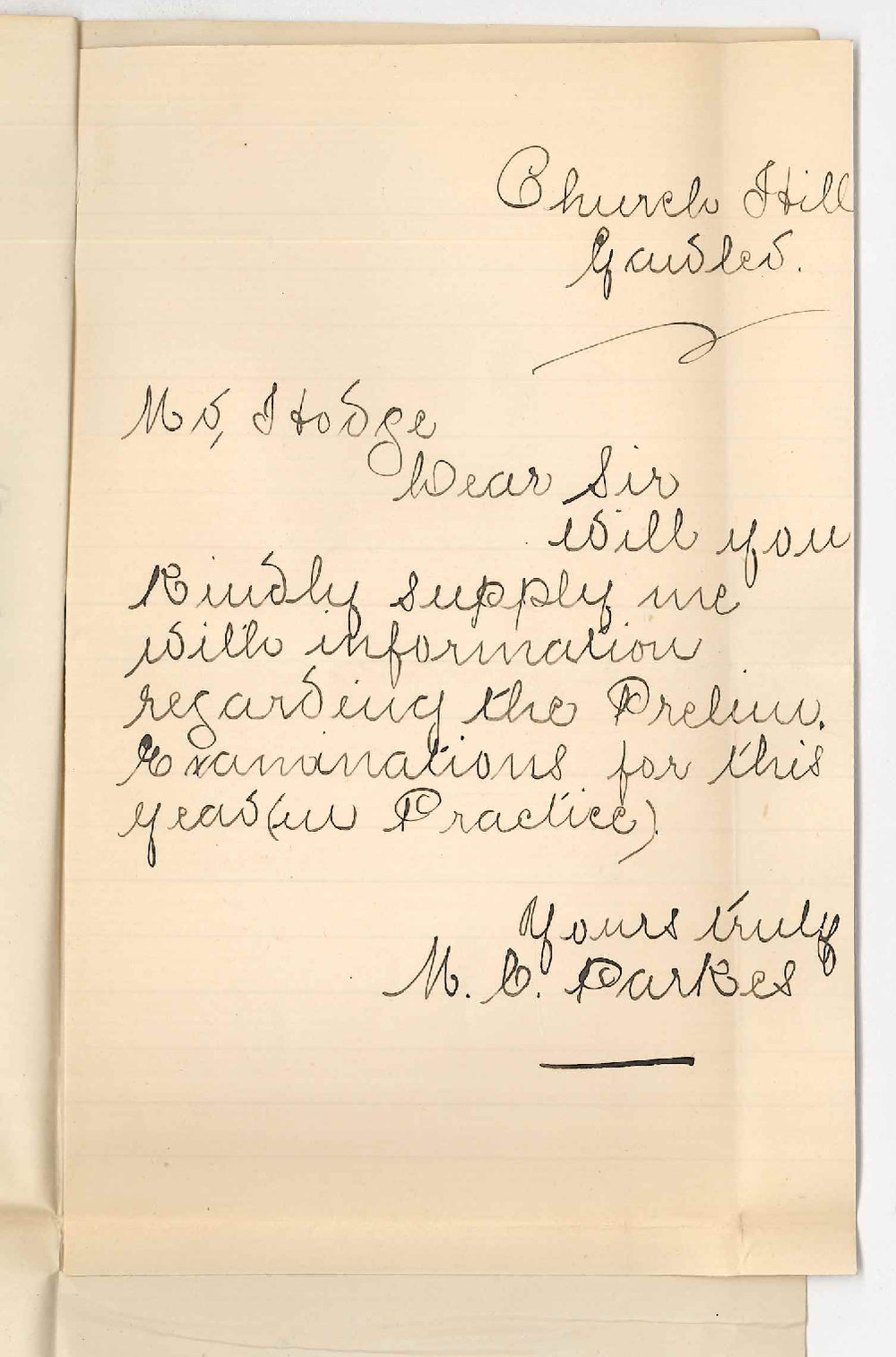 Miss M C Parkes - Gawler - Requesting Music Pamphlet