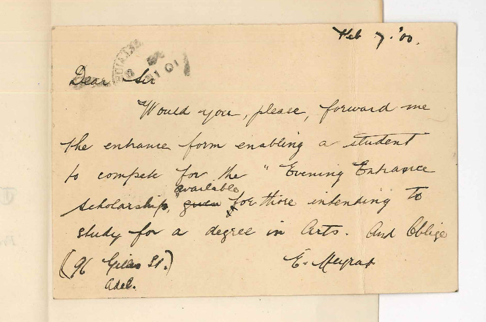 E Meyrat - Adelaide - Concerning Evening Scholarships