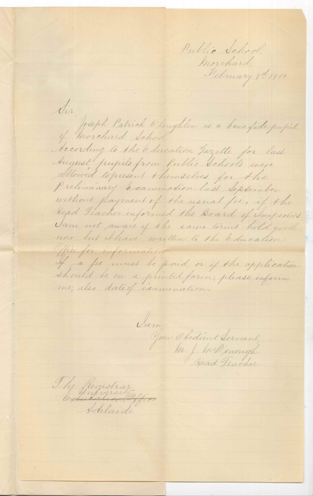 M J McDonough - Morchard - Preliminary Examination