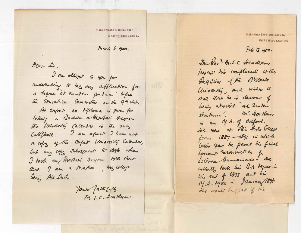 Reverend M L C Headlam - North Adelaide - Admission ad eundem gradum
