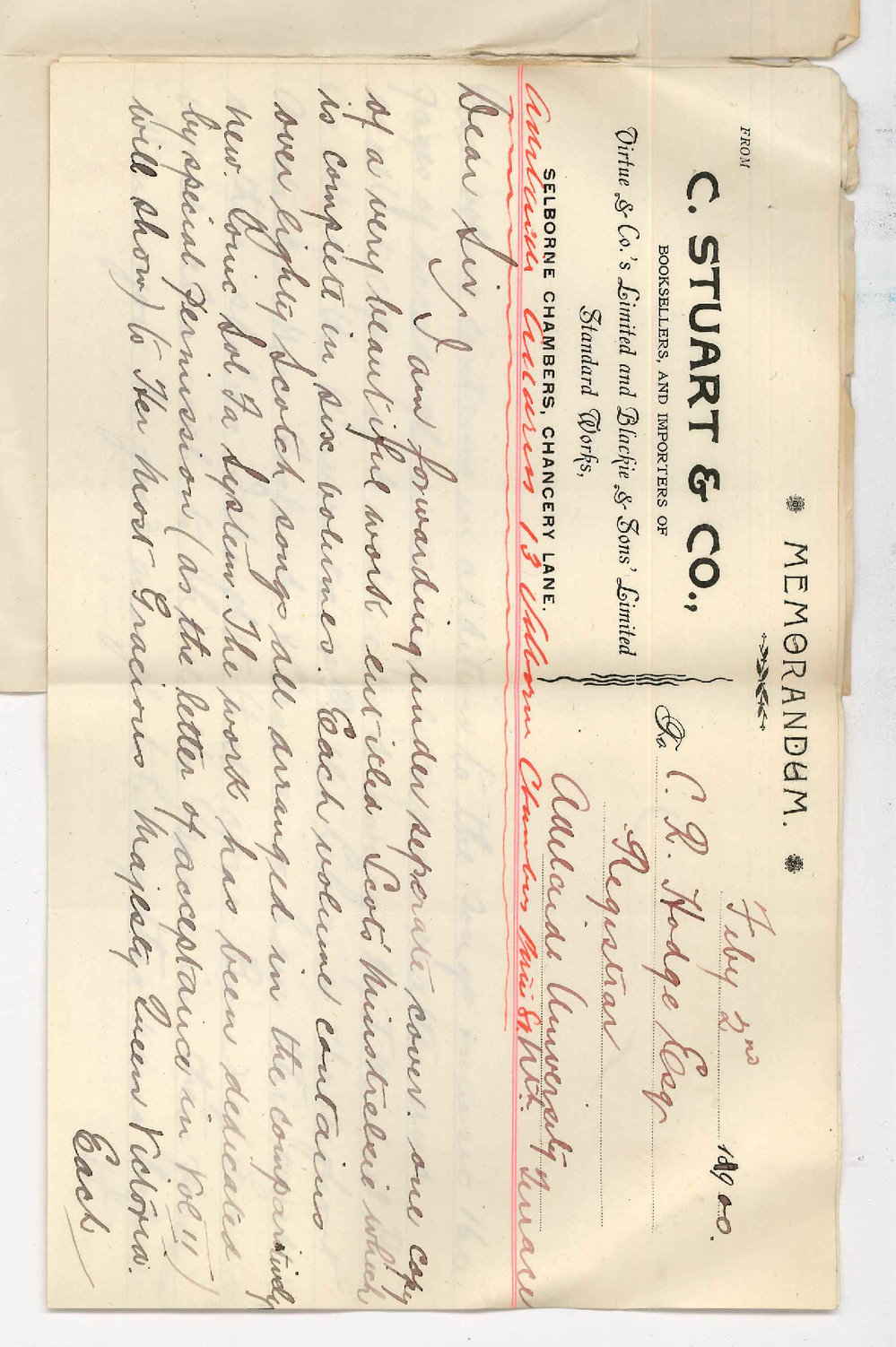 Charles C Stuart and Company - Adelaide - Forwarding copy of Scots Minstrelsie