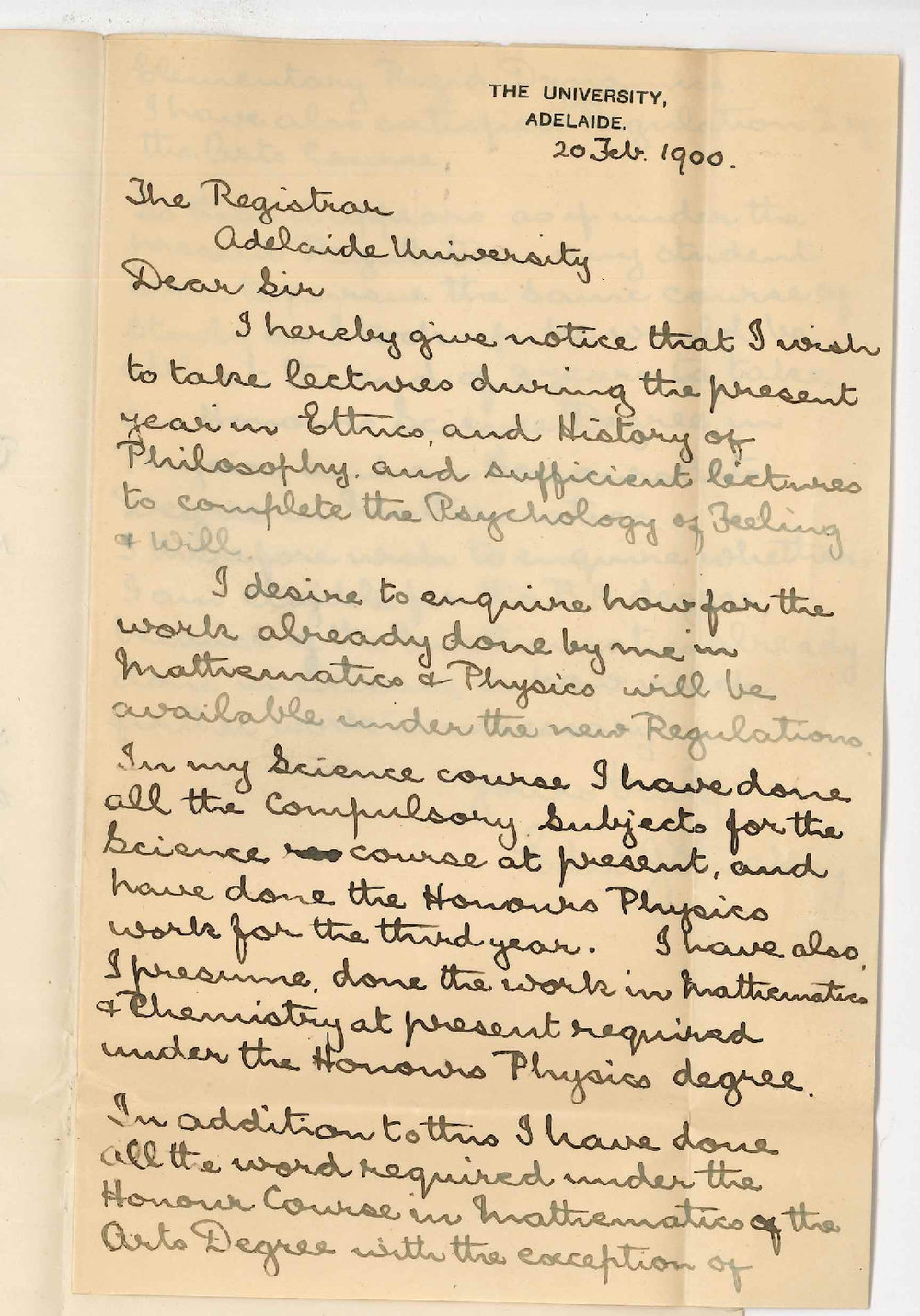 Edward Joseph Stuckey - The University - Credit under new BA Regulations for subjects passed in Science Course