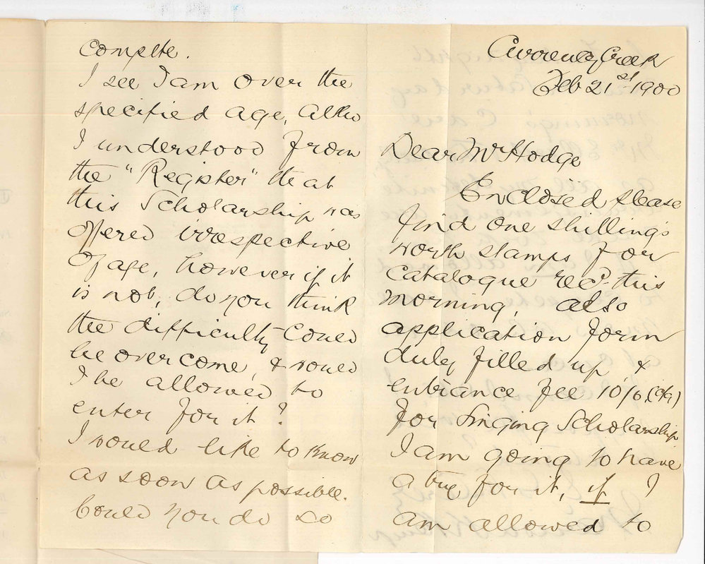 Miss Marion K Kemp - Currency Creek - Concerning Elder Scholarship in Singing