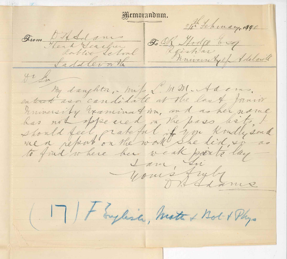 D A Adams - Saddleworth - Daughter's failure in Junior Public Examination