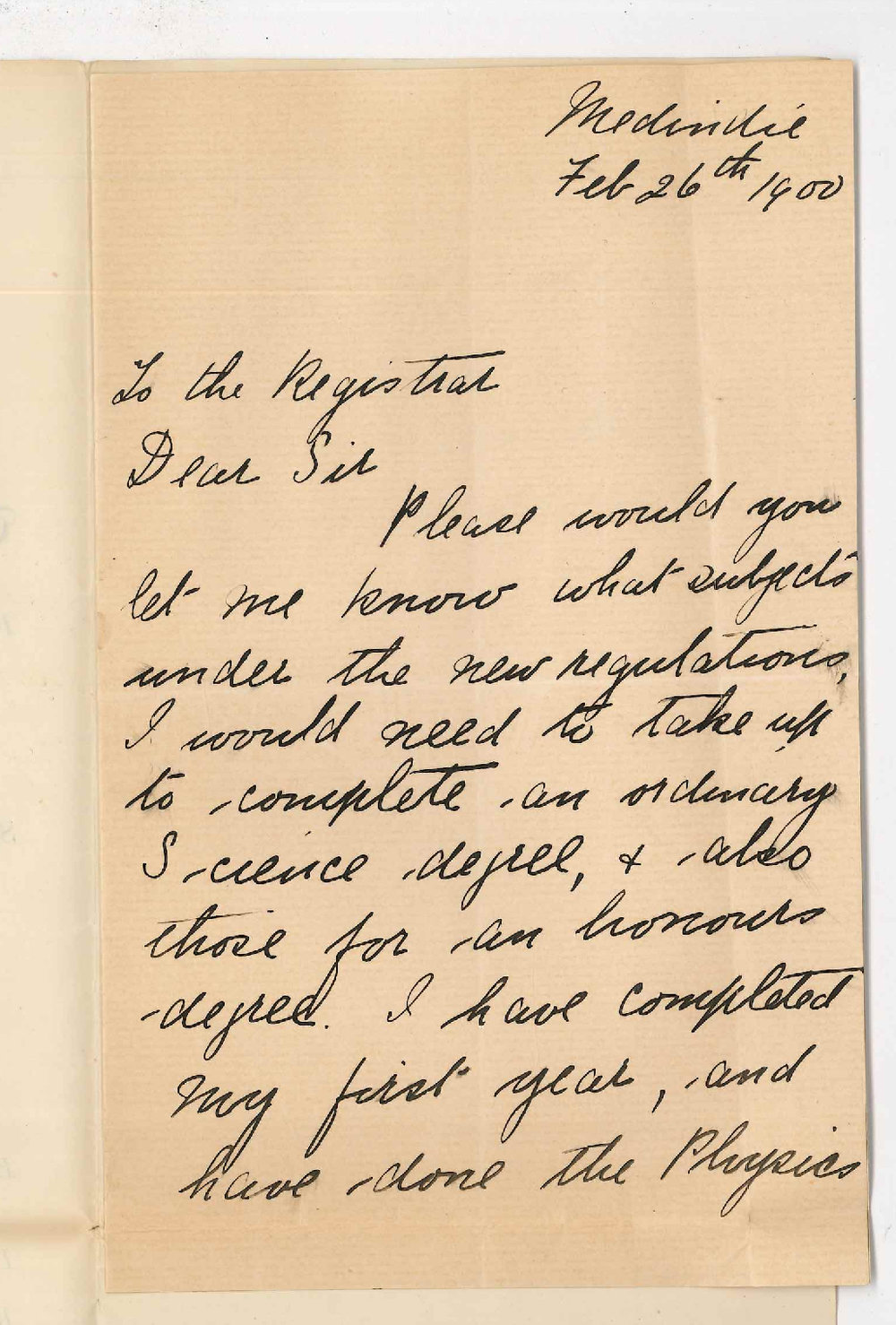 Miss Mary Home Brown - Medindie - New BSc Regulations