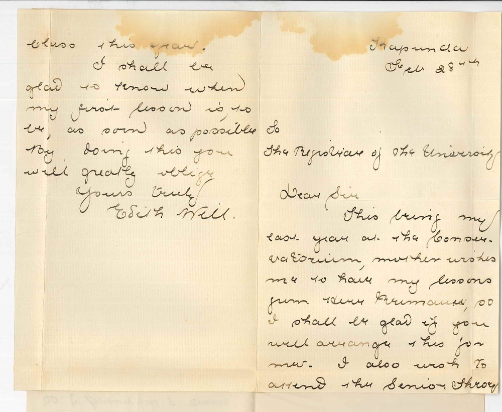 Miss Edith Hill - Kapunda - Lessons at the Conservatorium
