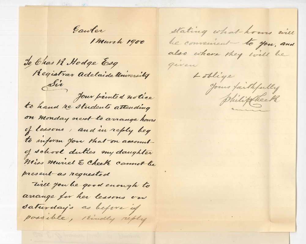 Philip Cheek - Gawler - Daughters studies at the Conservatorium