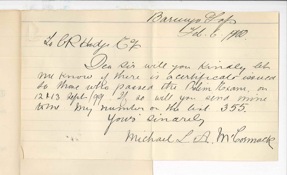 Michael L A McCormack - Barunga Gap - Preliminary Examination