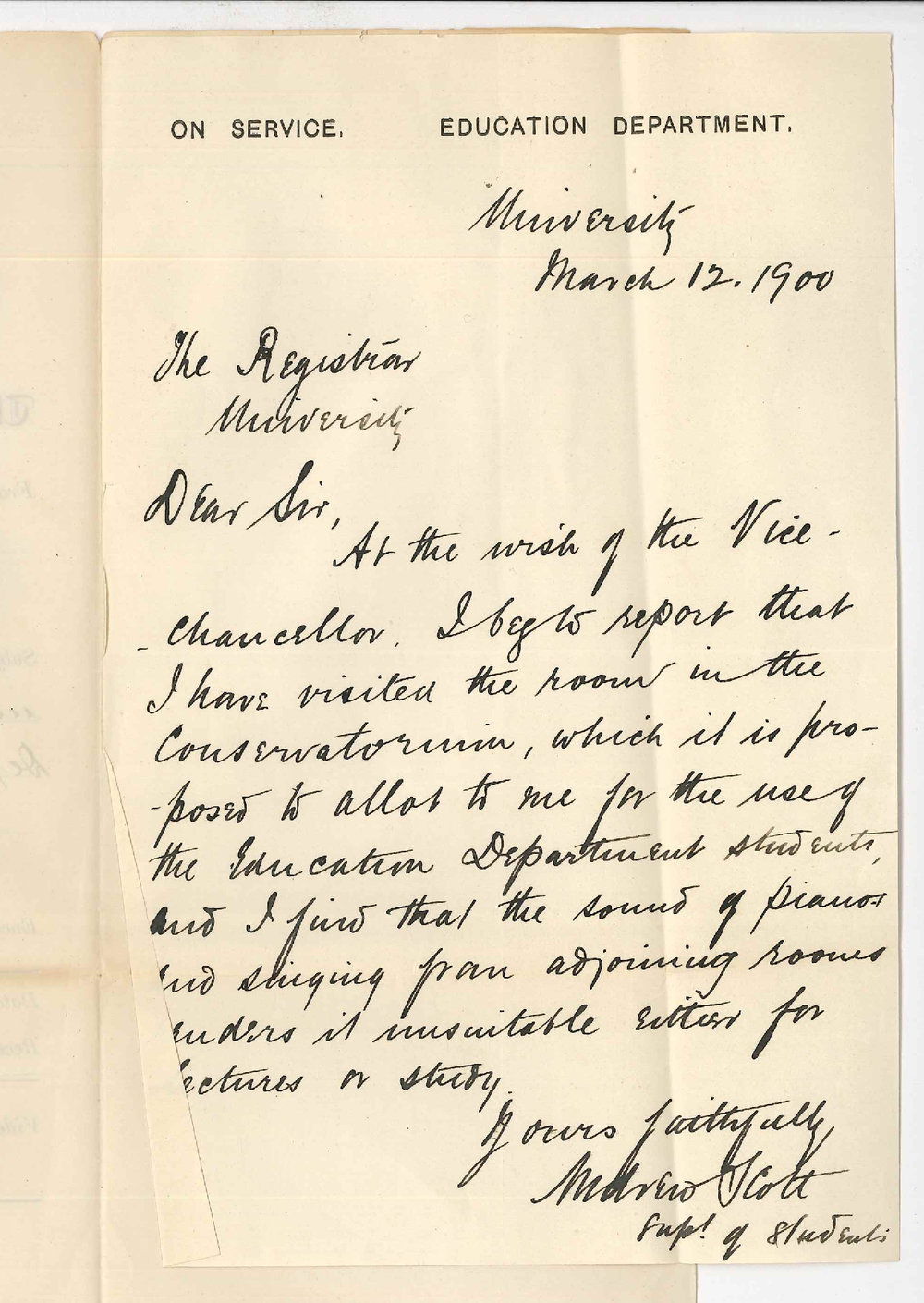 Andrew Scott - University - Room in Conservatorium unsuitable for Education Students