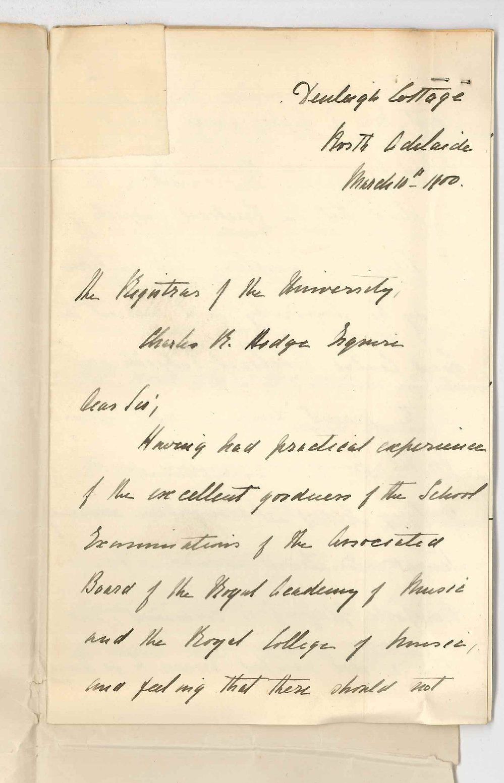 Mrs Emily A Law - North Adelaide - Concerning Music Examinations